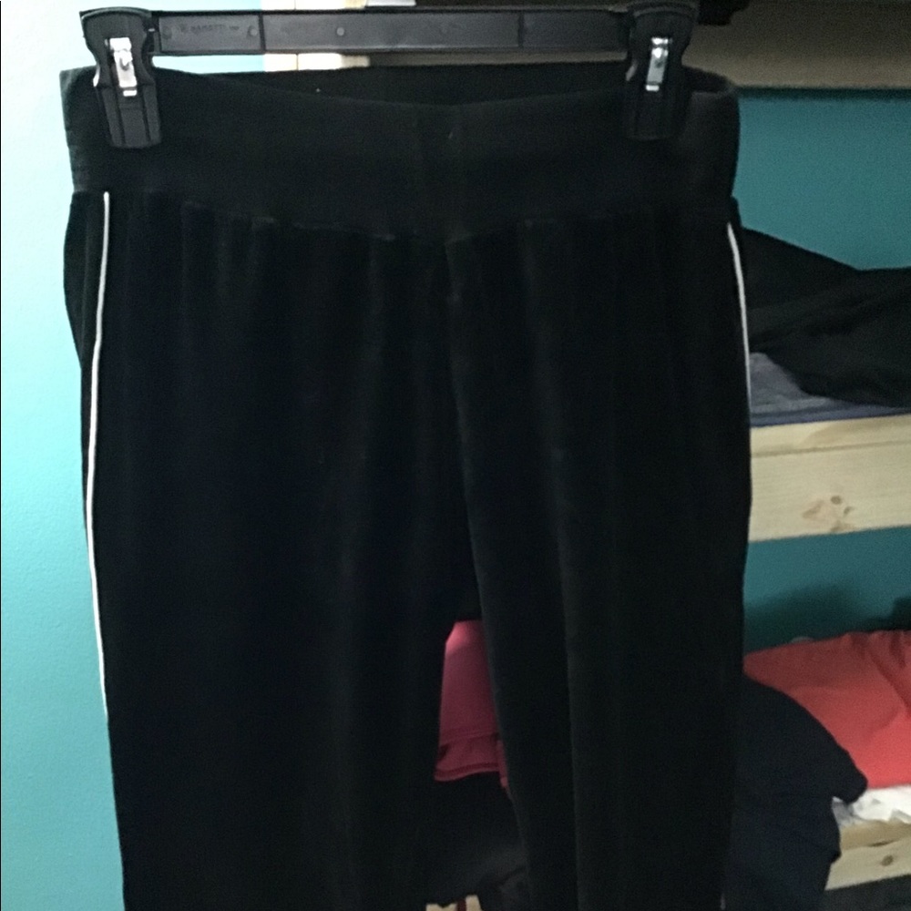 Velour pants with white side stripe